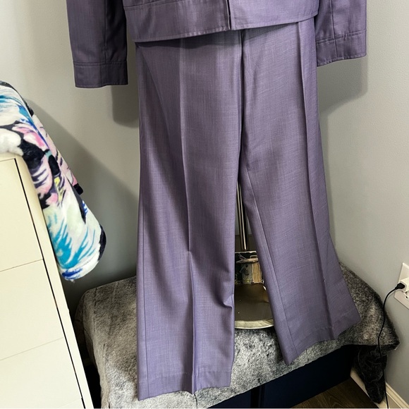 Oscar De La Renta 16 Purple 2 Piece Pant Suit - Full Zip Jacket - Picture 4 of 17
